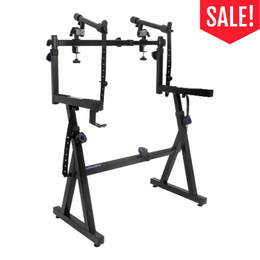 Dual Piano Keyboard Stand with 2nd Tier Adjustable Arms