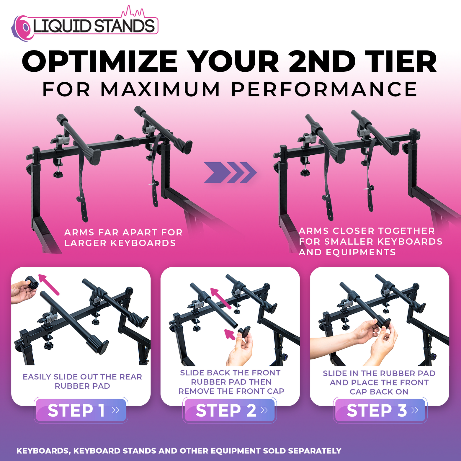 Adjustable Z Shape Black Keyboard Stand w/ 2nd Tier