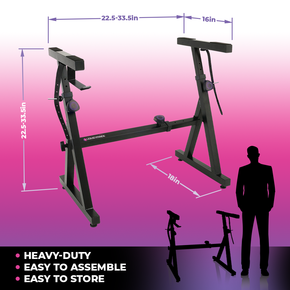 Piano Keyboard Stand and Bench Adjustable Stool Set Liquid Stands