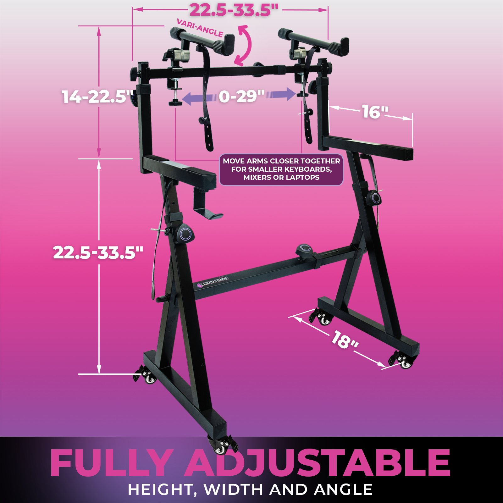 Dual Piano Keyboard Stand w/ Wheels and 2nd Tier - Rolling Z Style Adjustable