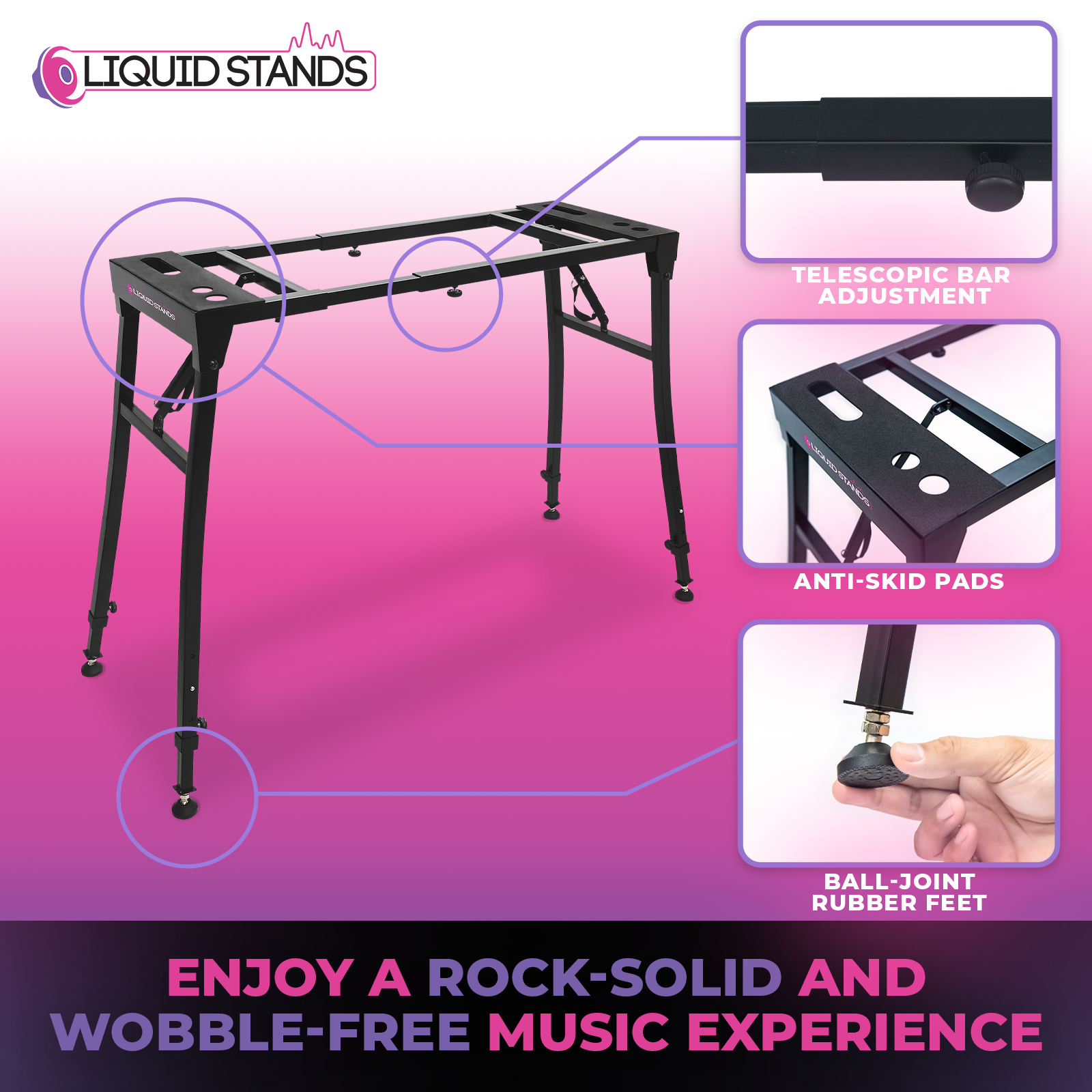 Collapsible Piano Keyboard Stand and Piano Bench Stool Liquid Stands