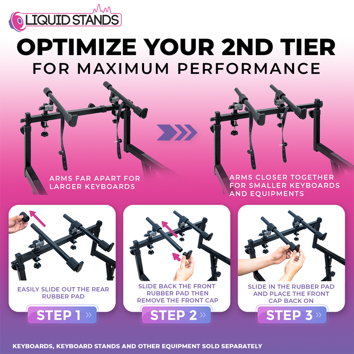 Adjustable 2-Tier Keyboard Stand Extender - Arms Only