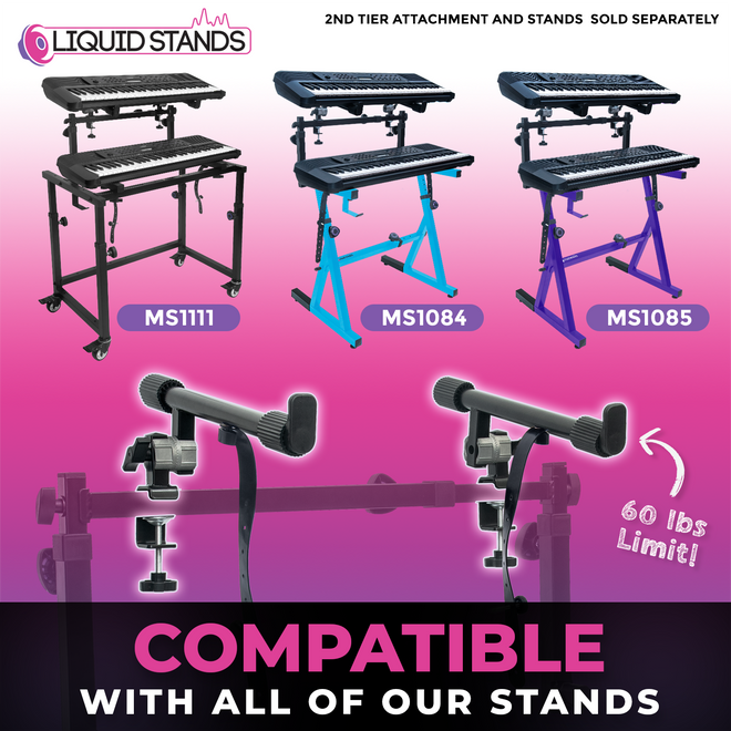 Adjustable 2-Tier Keyboard Stand Extender - Arms Only