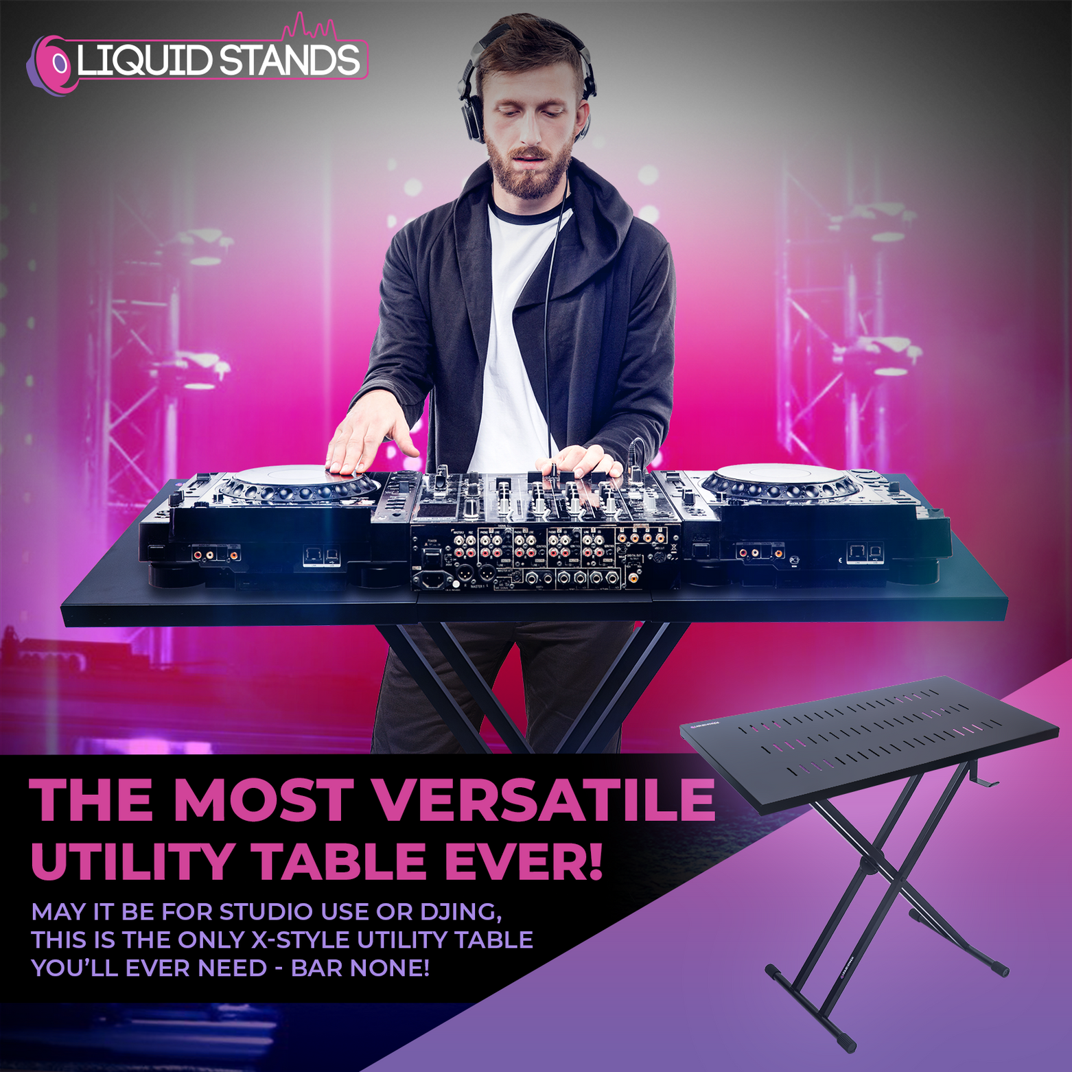 Expandable DJ Table Portable Audio Mixer Stand