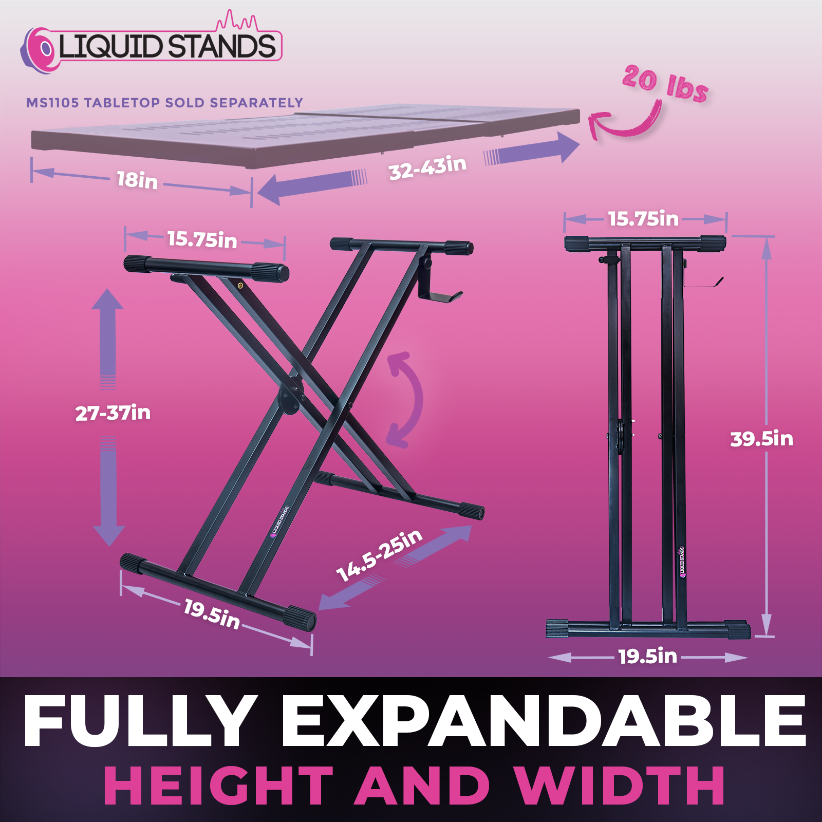 Adjustable X Style Keyboard Stand and Bench Liquid Stands