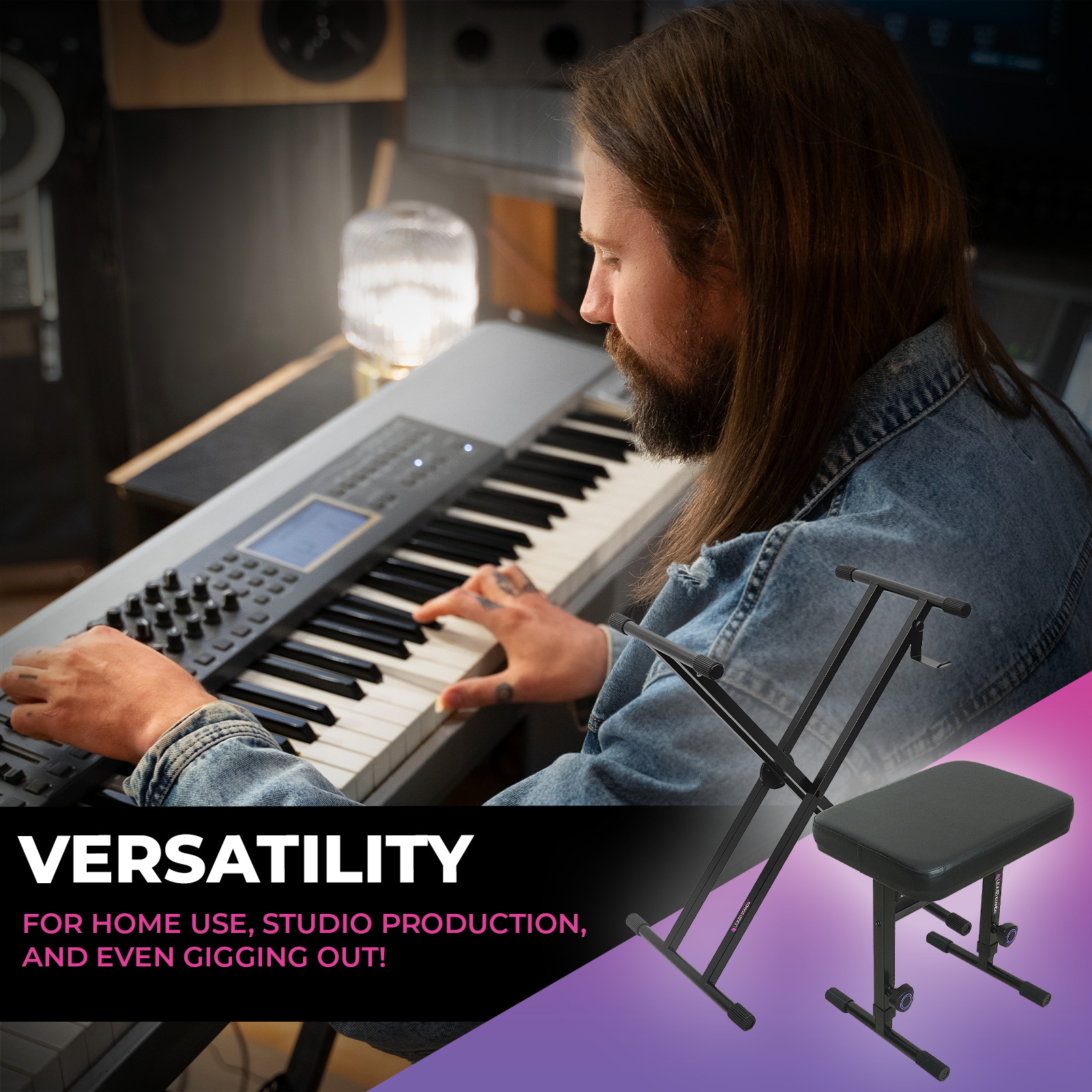 Adjustable X Style Keyboard Stand and Bench