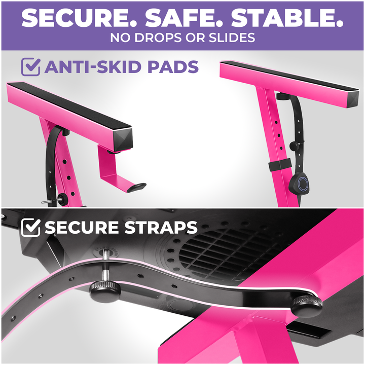 Adjustable Z Shape Pink Keyboard Stand with Wheels