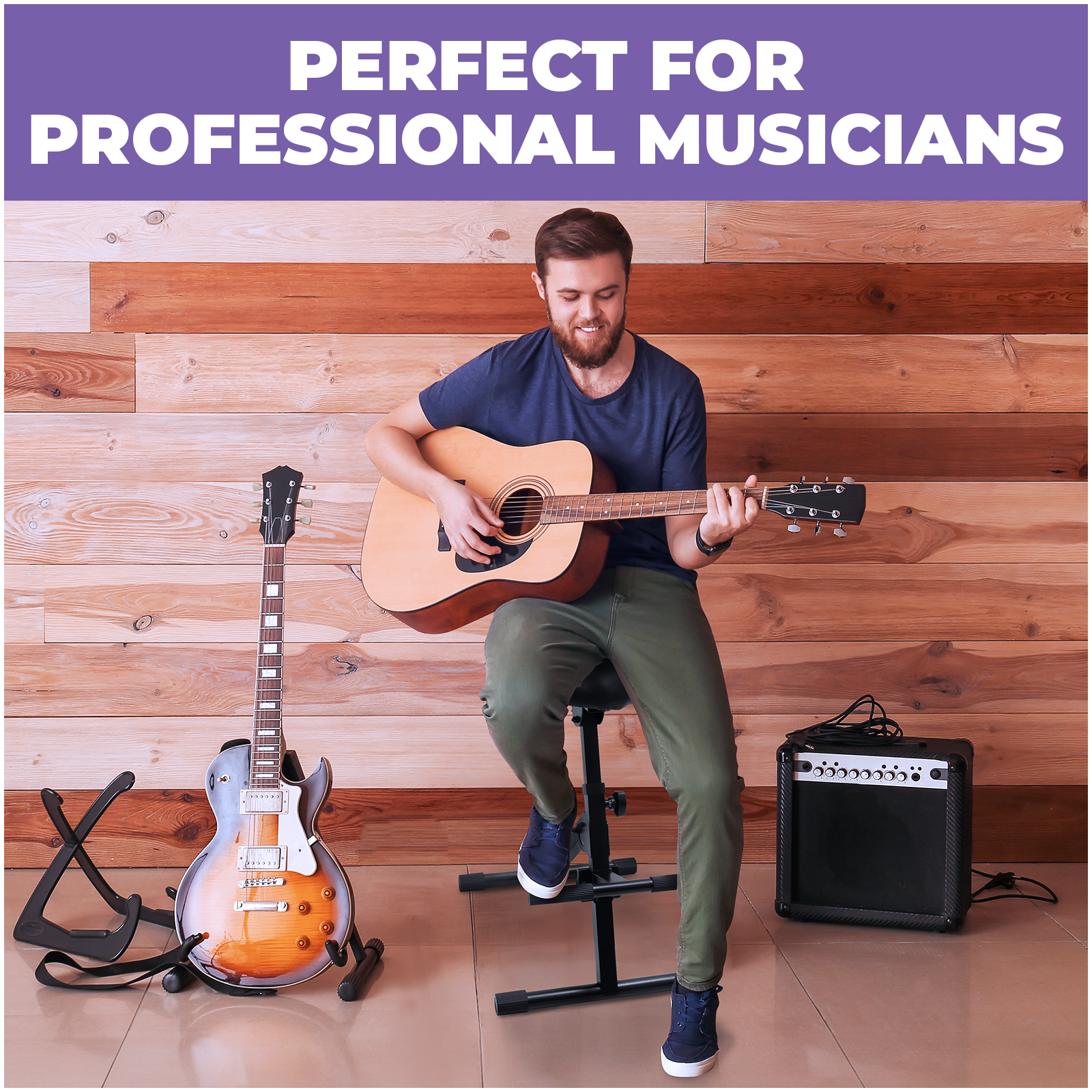 Professional Guitar Stool with Guitar Holder