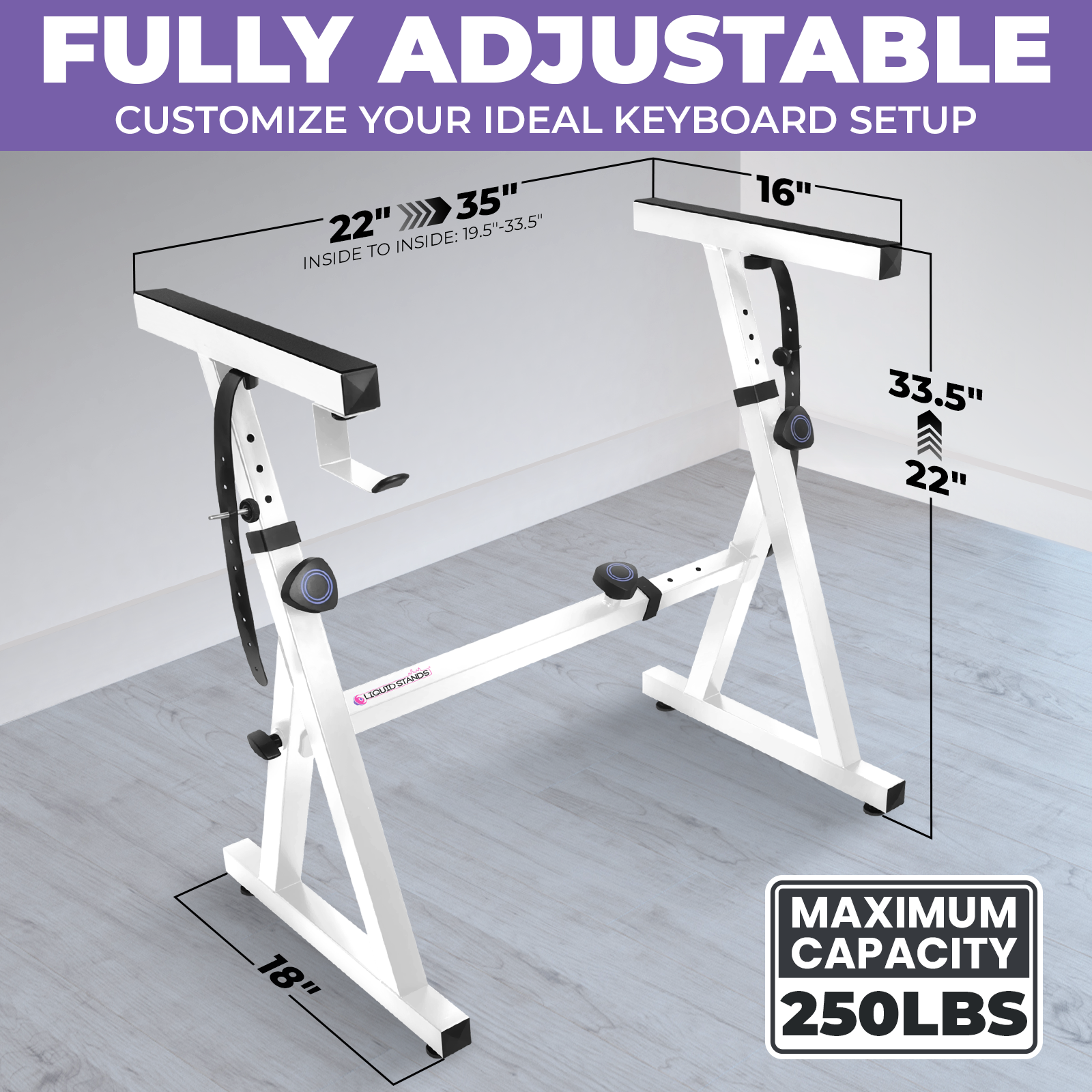 WS Adjustable Z Shape White Keyboard Stand Liquid Stands