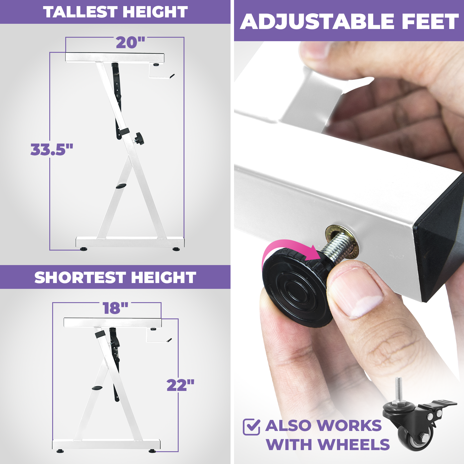 WS Adjustable Z Shape White Keyboard Stand Liquid Stands